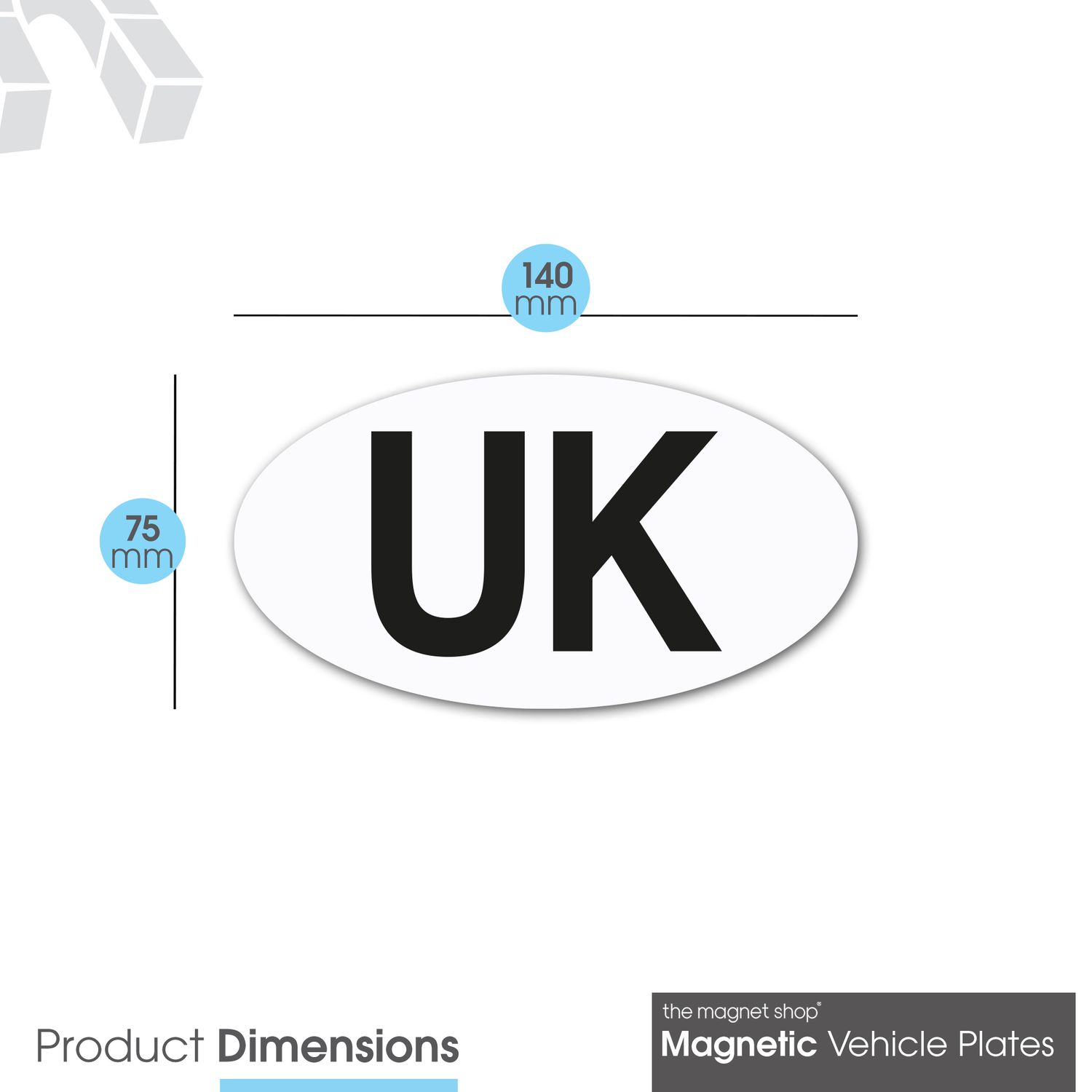 thumbnail image 2 of Blackspur Magnetic UK Oval Car Sticker Badge – 1/2/4 Pack, White Vinyl For Europe Travel 2 of 6