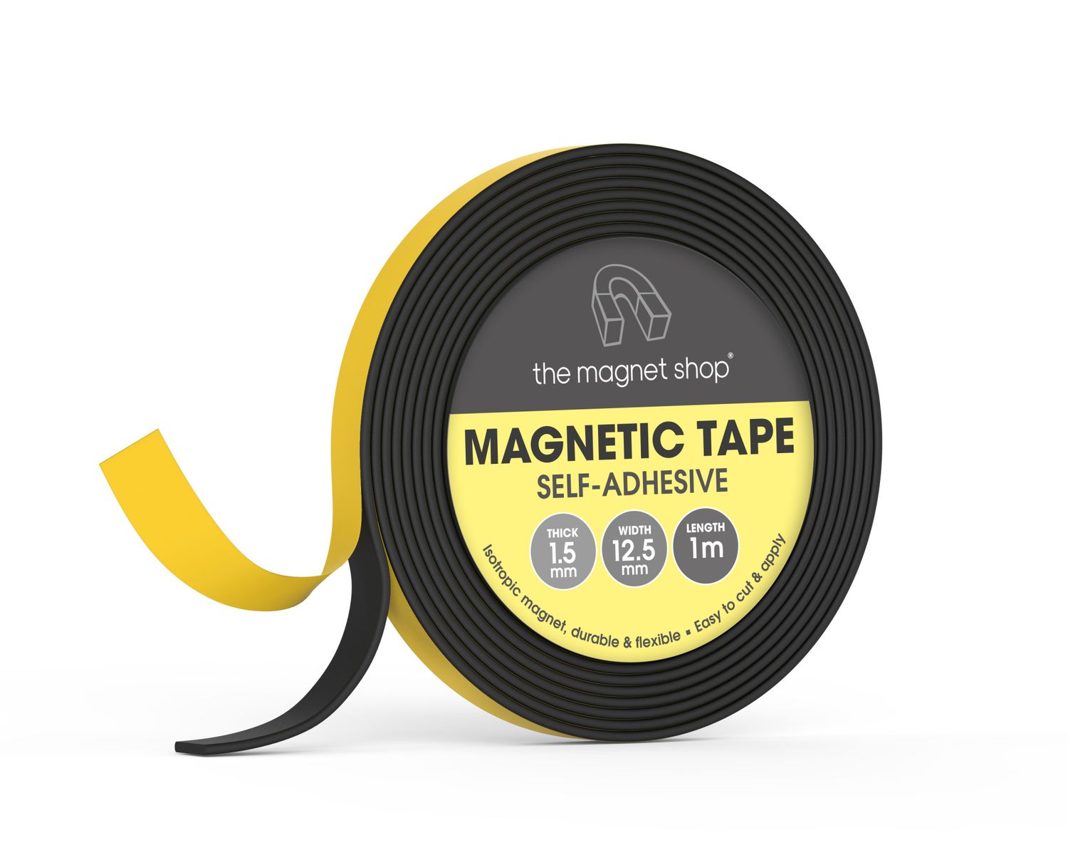 Magna-C® Self-adhesive Metal Tape, White, Magnet Base, Flexible And Easy To Cut To Size, 10 M X 15 Mm X 1.2 Mm - View #3