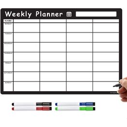 Black & White Magnetic Weekly Whiteboard Planner (Landscape)