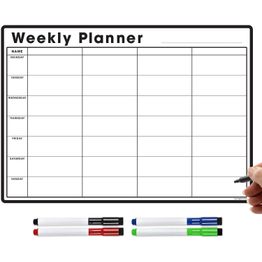 Black &amp; White Magnetic Weekly Whiteboard Planner (Landscape)