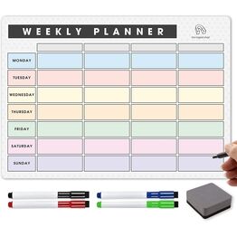 Magnetic Weekly Planner & Organiser Landscape Whiteboard With Pens