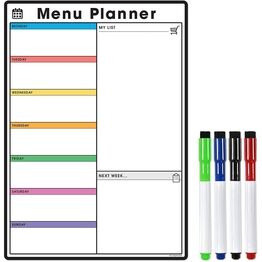 Magnetic Weekly Meal Planner & Menu Whiteboard With Pens