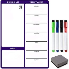 Screen Printed Magnetic Whiteboard Weekly Meal Planner & Organiser