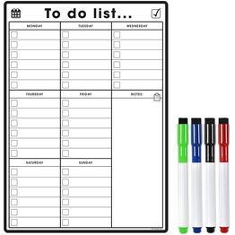 Magnetic Weekly To Do List and Planner BLACK & WHITE