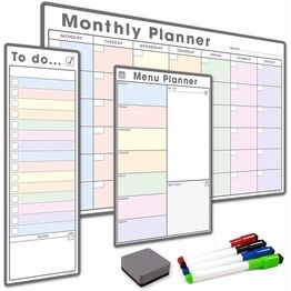 3 Pack - A3 Monthly Calendar, A4 Menu Planner, Slim A3 To Do List - BUNDLE TWO