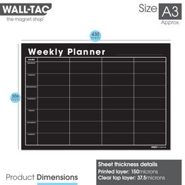 WallTAC Re-Adhesive Blackboard Dry Erase Weekly Wall Planner Calendar