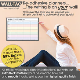 WallTAC Re-Adhesive Dry Wipe Weekly Wall Planner Calendar - Pastel