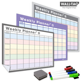 WallTAC Re-Adhesive Dry Erase Weekly Wall Planner Calendar - Large (Pastel)
