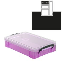 Pixie Pink Storage Box with Base Sheet & Sticker Labels (Transparent Pink Box with Clear Lid)