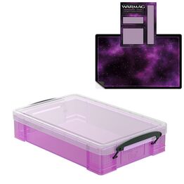Pixie Pink Storage Box with Base Sheet & Sticker Labels (Transparent Pink Box with Clear Lid)