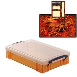 Tangerine Storage Box with Base Sheet & Sticker Labels (Transparent Orange Box with Clear Lid)