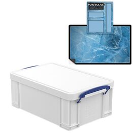 EXTRA STRONG Ghost White Storage Box with Base Sheet & Sticker Labels
