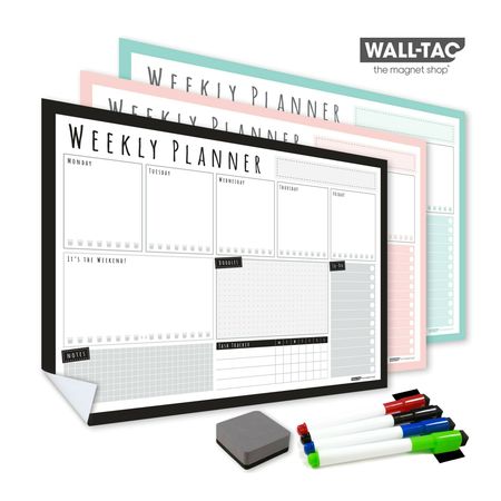 WallTAC Re-Adhesive Dry Erase Weekly Student Wall Planner & Task ...