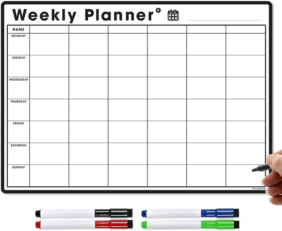 A3 Magnetic Weekly Planner and Organiser Fully Customisable Whiteboard 