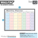 WallTAC Re-Adhesive Dry Wipe Monthly Wall Planner Calendar Organiser - Pastel additional 6