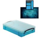 Electric Blue Storage Box with Base Sheet & Sticker Labels (Transparent Blue Box with  Clear Lid) additional 1