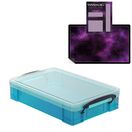 Electric Blue Storage Box with Base Sheet & Sticker Labels (Transparent Blue Box with  Clear Lid) additional 8