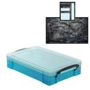 Electric Blue Storage Box with Base Sheet & Sticker Labels (Transparent Blue Box with  Clear Lid) additional 14