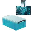 Electric Blue Storage Box with Base Sheet & Sticker Labels (Transparent Blue Box with  Clear Lid) additional 34