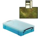Electric Blue Storage Box with Base Sheet & Sticker Labels (Transparent Blue Box with  Clear Lid) additional 17