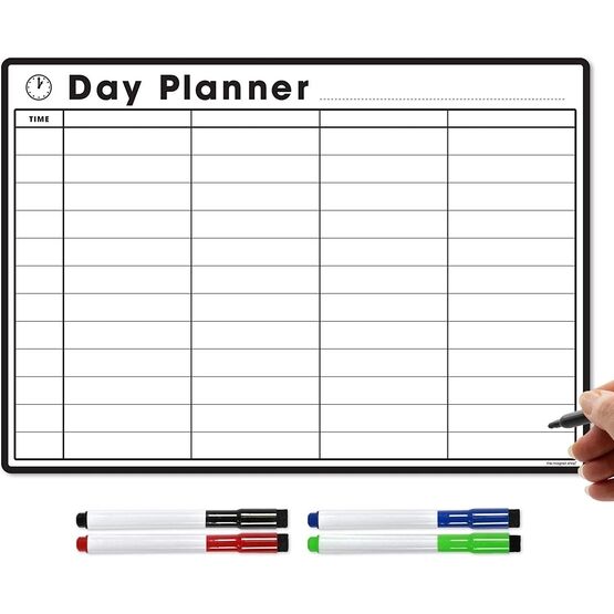 Magnetic Daily Planner and Organiser - Landscape - Black & White