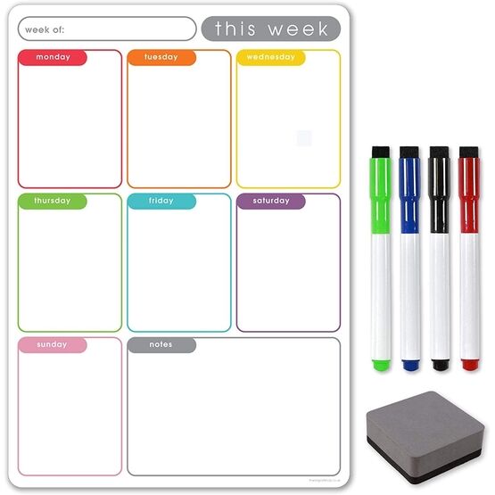 Magnetic Weekly Planner and Organiser - Portrait - MULTI-COLOURED TABS
