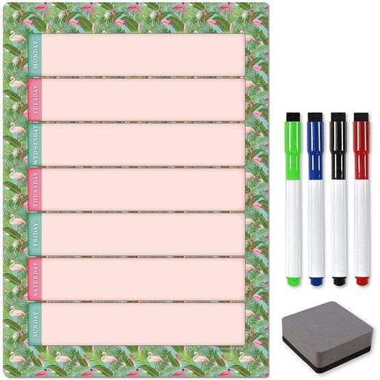 Magnetic Weekly Planner and Organiser - Portrait - FLAMINGO