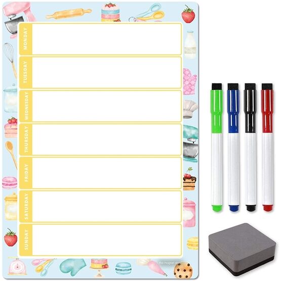 Magnetic Weekly Planner and Organiser - Portrait - BAKING