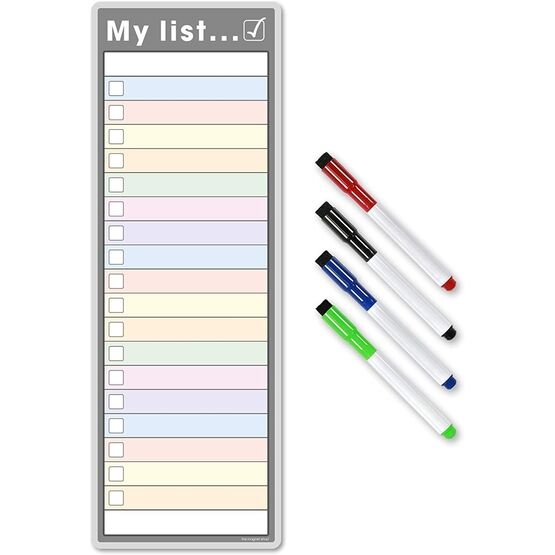 Magnetic My List for Shopping, Tasks and Priorities - Slim A3