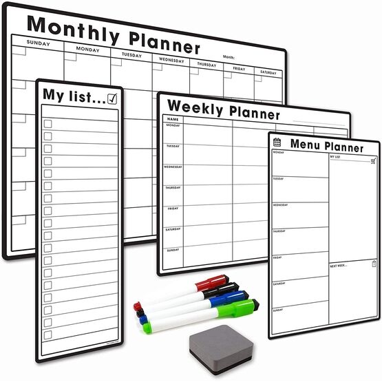 4 Pack - A3 Monthly Calendar, A4 Weekly Planner, A4 Menu Planner, Slim A3 My List - BUNDLE ONE