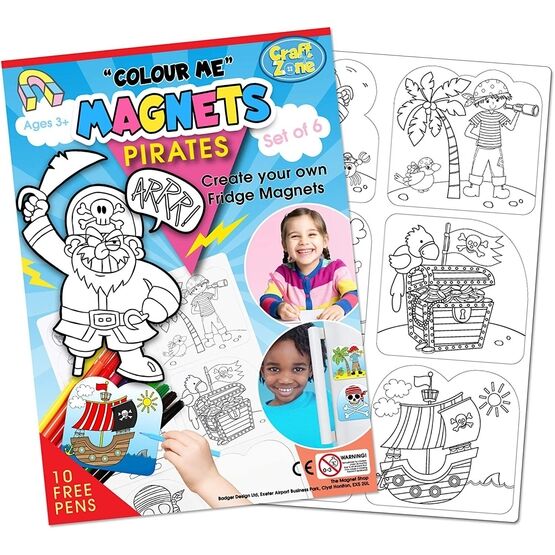 Children's Colour-In Magnet Craft Set - Pirates