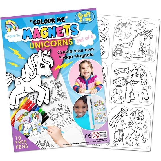 Children's Colour-In Magnet Craft Set - Unicorns