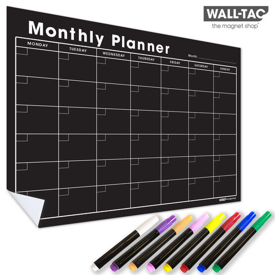 WallTAC Re-Adhesive Wall Planner and Monthly Organiser Calendar Blackboard