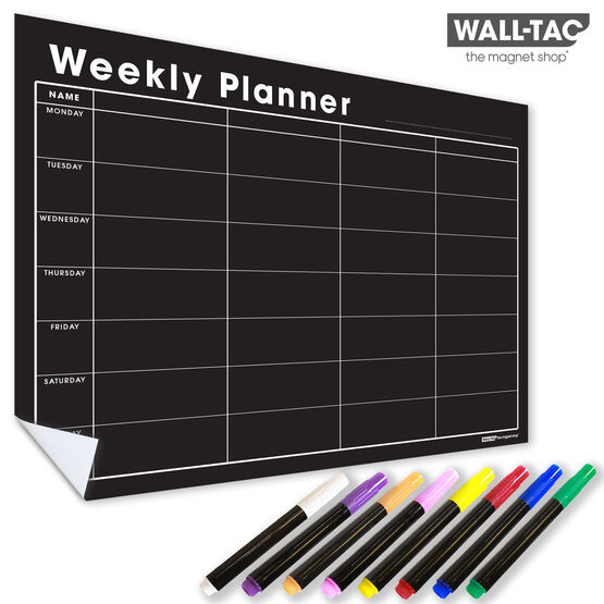 WallTAC Re-Adhesive Wall Planner and Dry Erase Weekly Calendar Blackboard