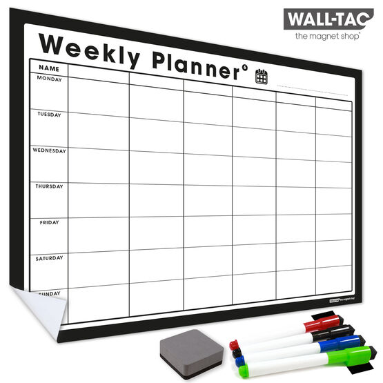 WallTAC Re-Adhesive Wall Planner and Dry Erase Weekly Calendar with Extra Columns