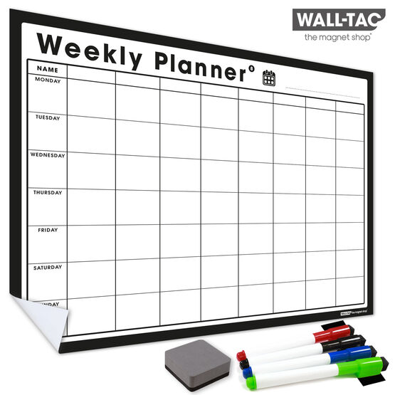 WallTAC Re-Adhesive Wall Planner and Dry Erase Weekly Calendar Large with Extra Columns