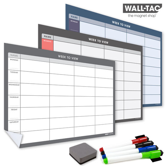 WallTAC Re-Adhesive Dry Erase Week To View Wall Planner Calendar