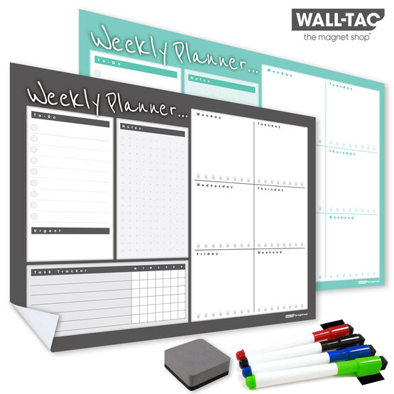 WallTAC Re-Adhesive Dry Erase Weekly Student Wall Planner Organiser