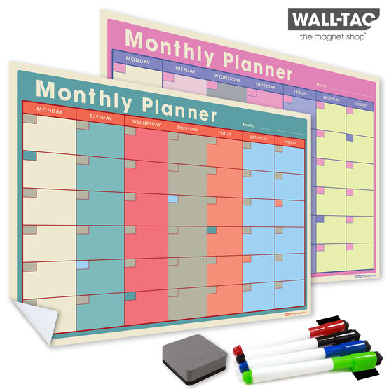 WallTAC Re-Adhesive Retro Wall Planner and Monthly Calendar